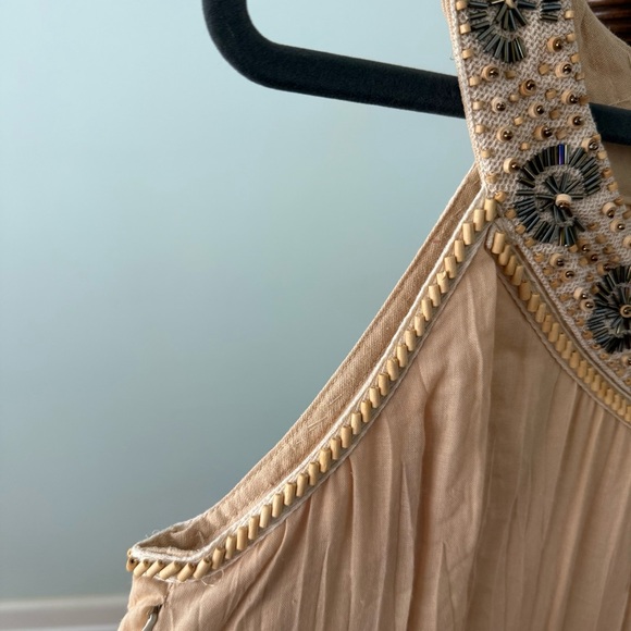 Vintage Signé Danish Boho Dress Tiered Beaded Sz L - Picture 5 of 15